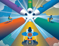 Illustration of a person at a desk. Art by Neil Webb
